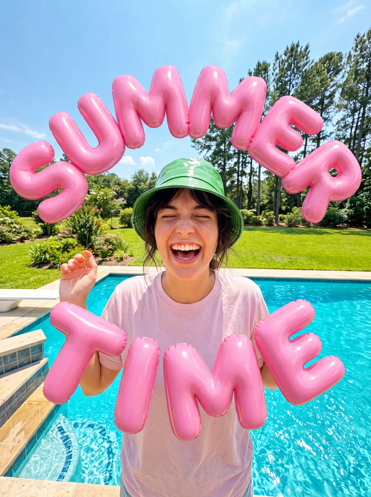 Тот же кадр «SUMMER TIME» в нативном 4K, сгенерировано нейросетью Nano Banana 2
