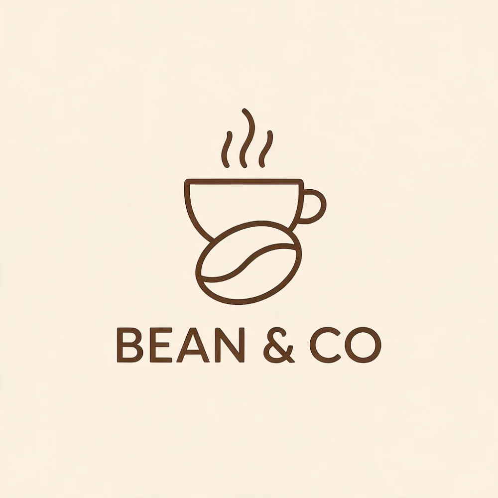 Минималистичный логотип кофейни: чашка в форме кофейного зерна и надпись BEAN & CO, сгенерировано нейросетью Seedream 5 Pro